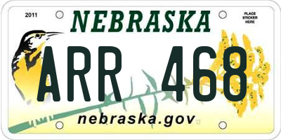 NE license plate ARR468