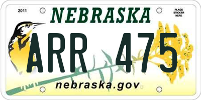 NE license plate ARR475