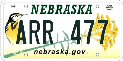 NE license plate ARR477