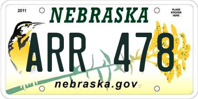 NE license plate ARR478