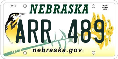NE license plate ARR489