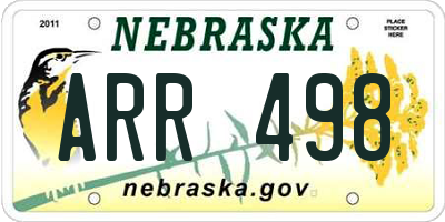NE license plate ARR498