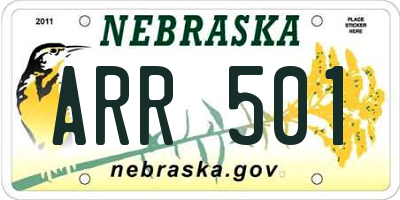 NE license plate ARR501