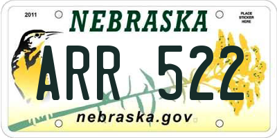 NE license plate ARR522