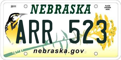 NE license plate ARR523