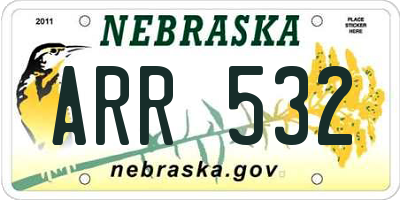 NE license plate ARR532
