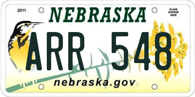 NE license plate ARR548
