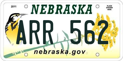 NE license plate ARR562