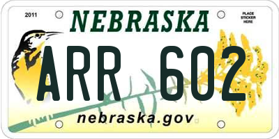 NE license plate ARR602