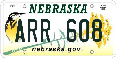 NE license plate ARR608