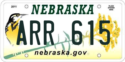 NE license plate ARR615
