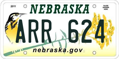NE license plate ARR624