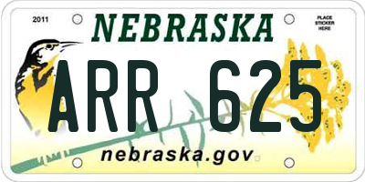 NE license plate ARR625