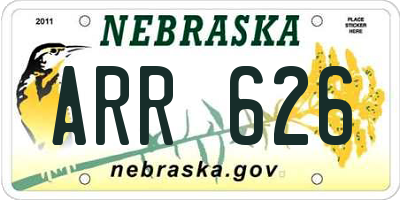 NE license plate ARR626