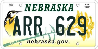 NE license plate ARR629