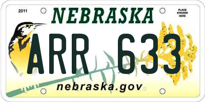 NE license plate ARR633