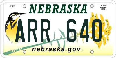 NE license plate ARR640