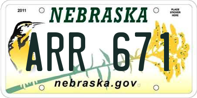 NE license plate ARR671