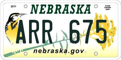 NE license plate ARR675