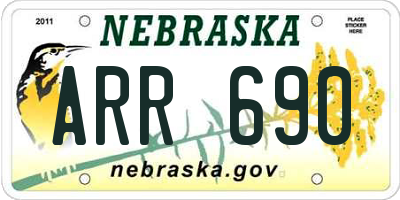 NE license plate ARR690