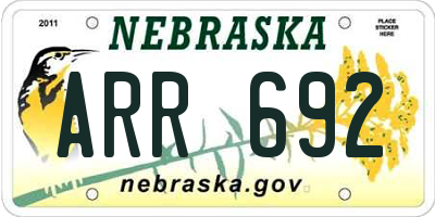 NE license plate ARR692