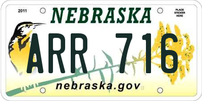 NE license plate ARR716