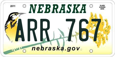 NE license plate ARR767