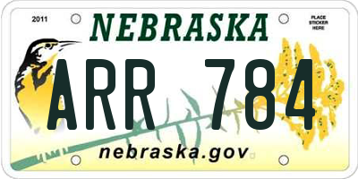 NE license plate ARR784
