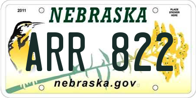 NE license plate ARR822
