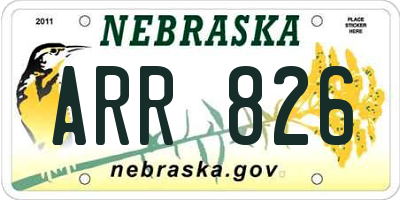 NE license plate ARR826