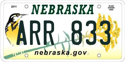 NE license plate ARR833