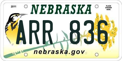 NE license plate ARR836