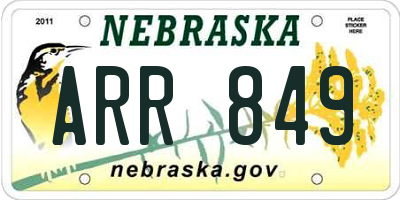 NE license plate ARR849