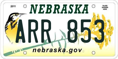 NE license plate ARR853