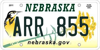 NE license plate ARR855