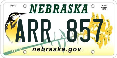 NE license plate ARR857