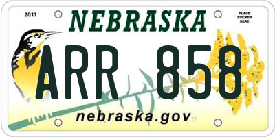 NE license plate ARR858