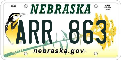 NE license plate ARR863