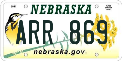 NE license plate ARR869