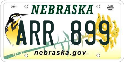 NE license plate ARR899