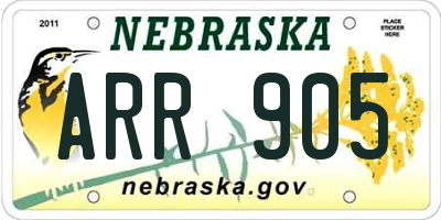 NE license plate ARR905