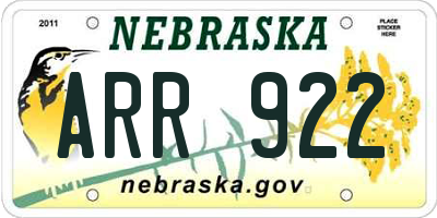 NE license plate ARR922