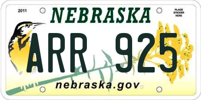 NE license plate ARR925