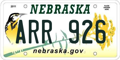 NE license plate ARR926