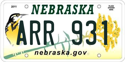 NE license plate ARR931