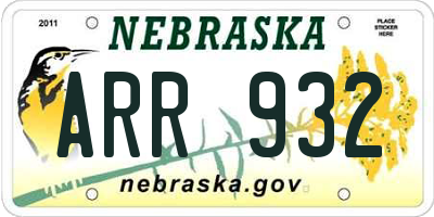 NE license plate ARR932