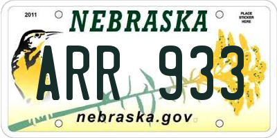 NE license plate ARR933