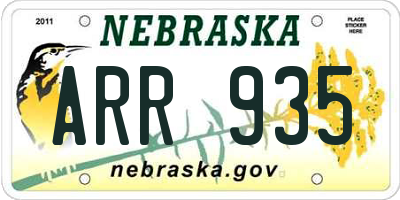 NE license plate ARR935