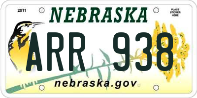 NE license plate ARR938