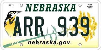 NE license plate ARR939